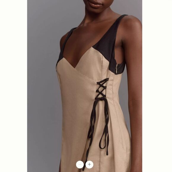 By Anthropologie Sleeveless Linen Wrap Mini Dress - Picture 2 of 4